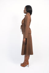 Ensemble merino marron jupe trapèze