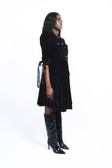 Robe en velour de coton noir