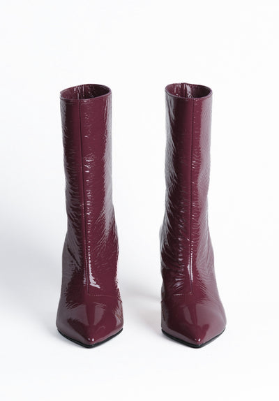 Bottines en cuir vernis cerise