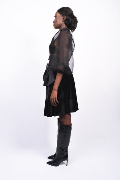 Jupe velours nœud bijoux