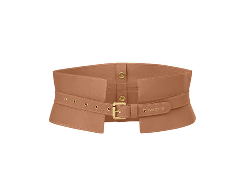 Ceinture corset amovible cuir Togo camel
