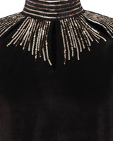 Top en velour noir col montant