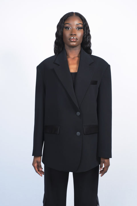 Veste oversize bicolore noir