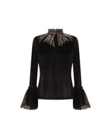 Top en velour noir col montant
