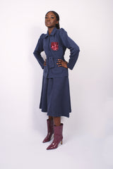 Cardigan en laine merino indigo