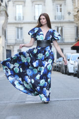 Maxi robe mado en soie sauvage
