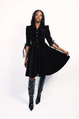 Robe en velour de coton noir