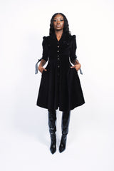 Robe en velour de coton noir