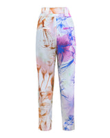 Pantalon Taille Haute à Pince au Motif Floral