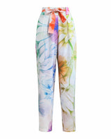 Pantalon Taille Haute à Pince au Motif Floral