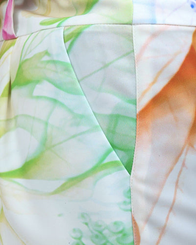 Pantalon Taille Haute à Pince au Motif Floral