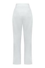 Pantalon taille haute en crêpe de viscose blanc