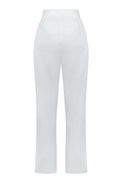 Pantalon taille haute en crêpe de viscose blanc