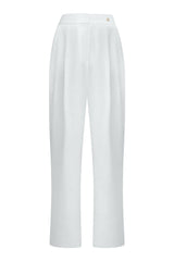 Pantalon taille haute en crêpe de viscose blanc