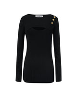 Top moulant noir en maille