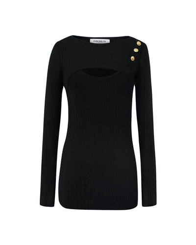 Top moulant noir en maille