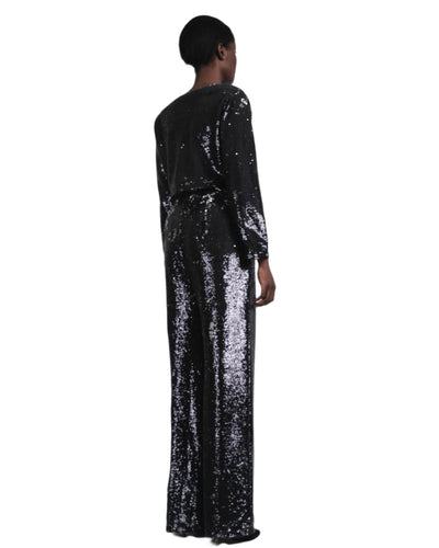 Crop top à sequins et manches longues