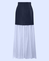 Maxi jupe en cuir et broderies anglaises