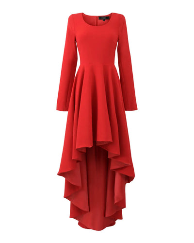 Robe patineuse asymétrique rouge
