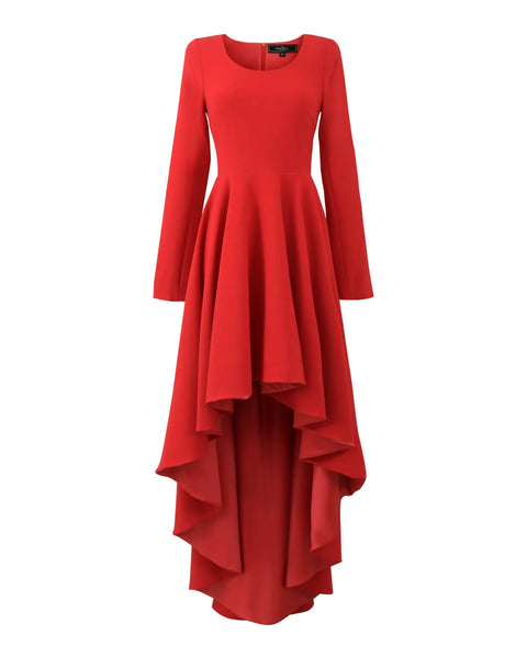 Robe patineuse asymétrique rouge