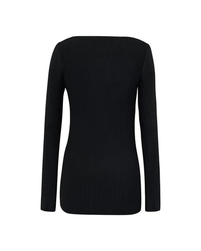 Top moulant noir en maille