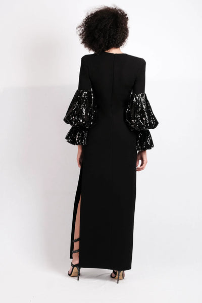 Robe longue Manches sequins