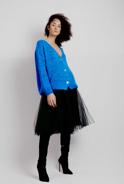 Cardigan en Maille Bleu