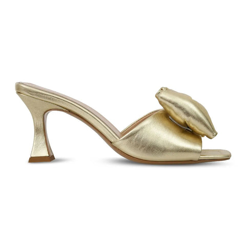 Mules dorées à noeuds