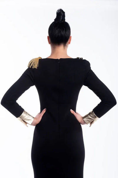 Robe fourreau noire et dorée