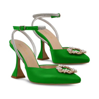 Escarpins verts à brides