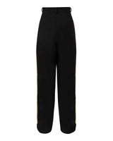 Pantalon palazzo noir et doré en cuir d'agneau