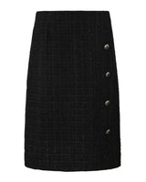 Jupe droite en tweed noir longueur genoux