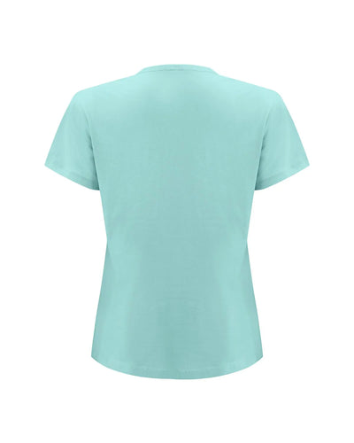 Tee-shirt vert d'eau, lion doré à perles