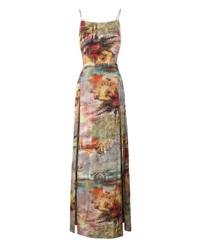 Robe longue en soie à deux fentes