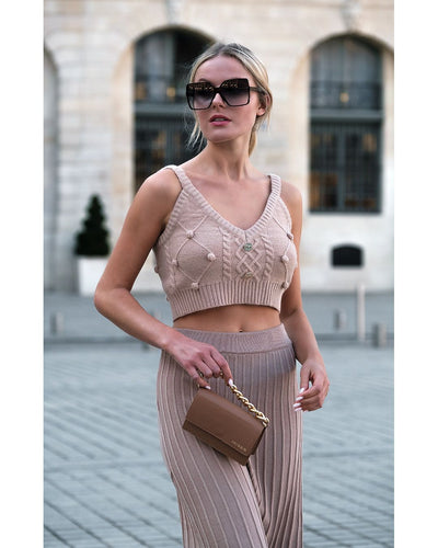 Crop-top en laine, boutons avec logo Mijes