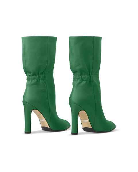 Bottines en cuir d'agneau vert