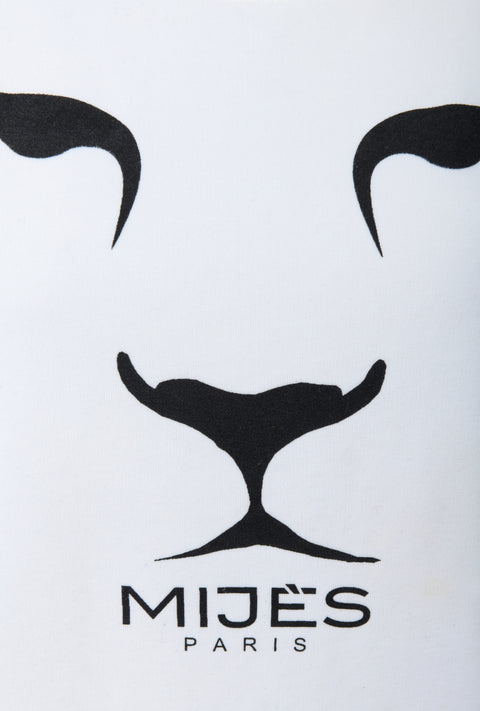 Sweat-shirt blanc lion logo Mijes