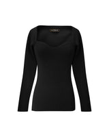 Top moulant en maille noir ajourée