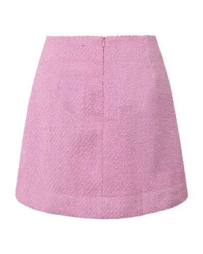 Mini-jupe bicolore rose et noir en tweed