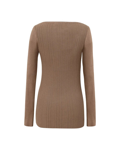 Top moulant en maille sable ajourée