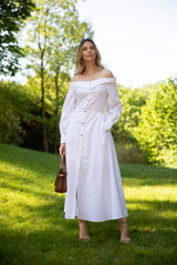 Robe en Popeline col bateau