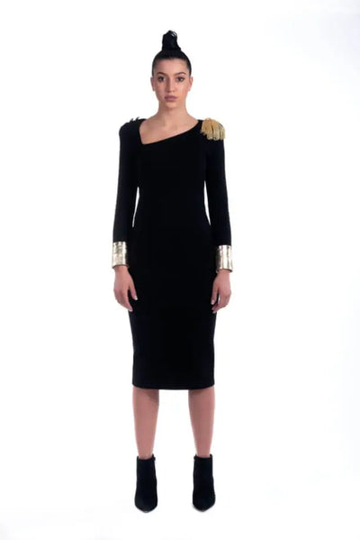 Robe fourreau noire et dorée