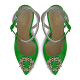 Escarpins verts à brides