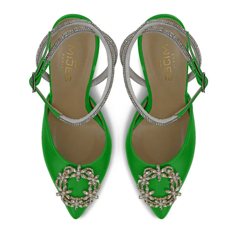 Escarpins verts à brides