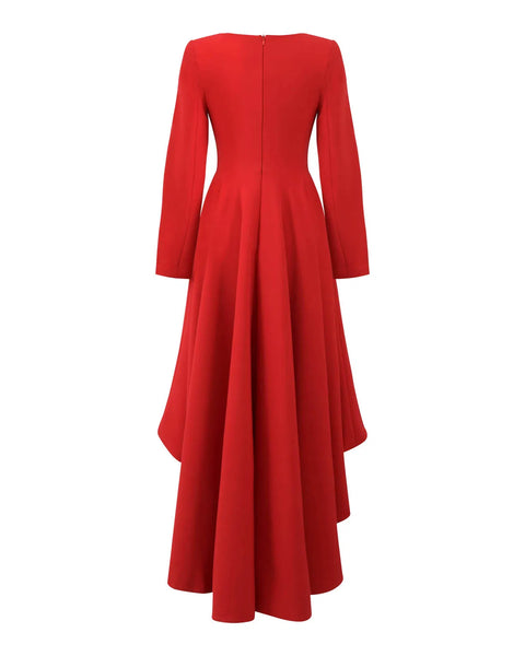Robe patineuse asymétrique rouge