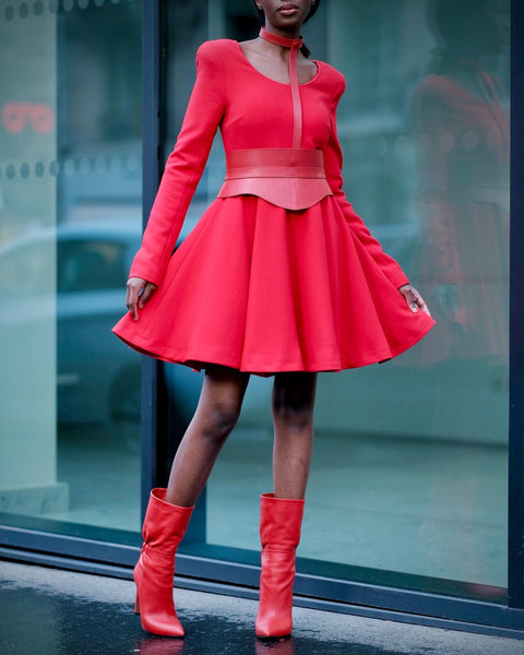 Rouge en cuir d'agneau rouge