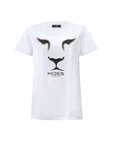 Tee-shirt lion blanc et noir avec perles