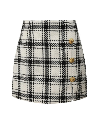 Mini-jupe à carreaux bicolore