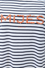 Tee-shirt oversize marinière perle logo orange