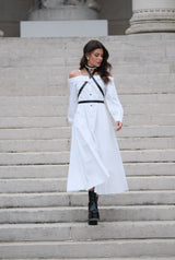 Robe en Popeline col bateau